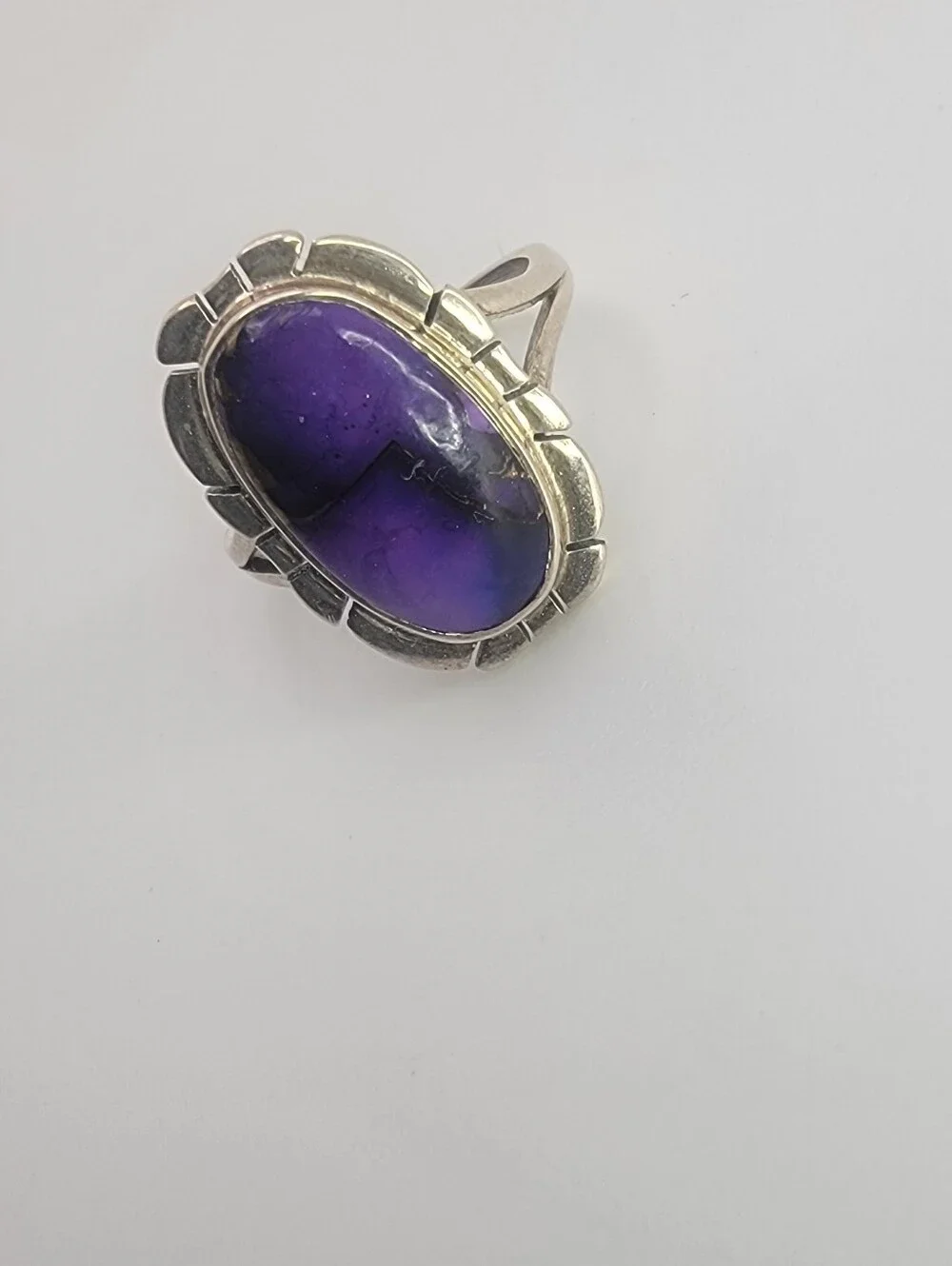 Sterling Silver Purple Stone Oval Ring